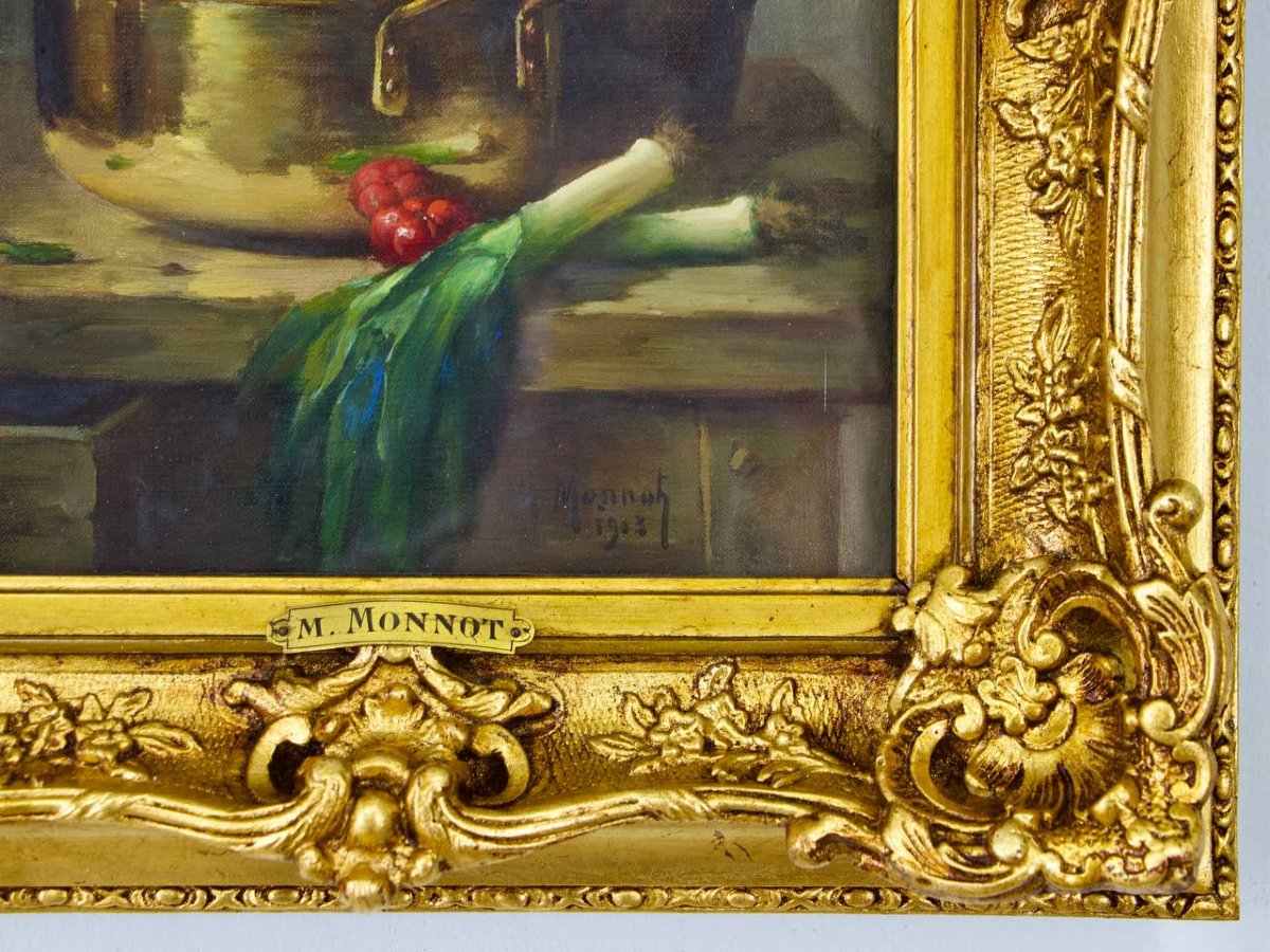 Maurice Louis Monnot (1869-1937) Still Life Oil On Canvas  -photo-2