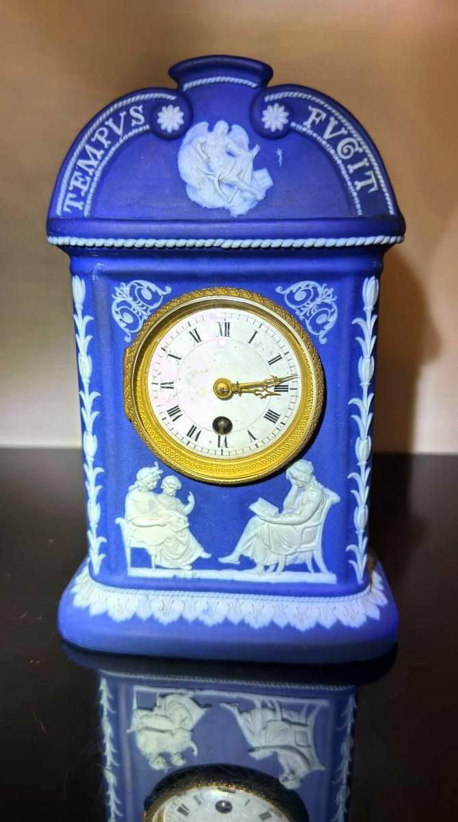 Wedgwood Clock In Blue Jasper Tempus Fugit