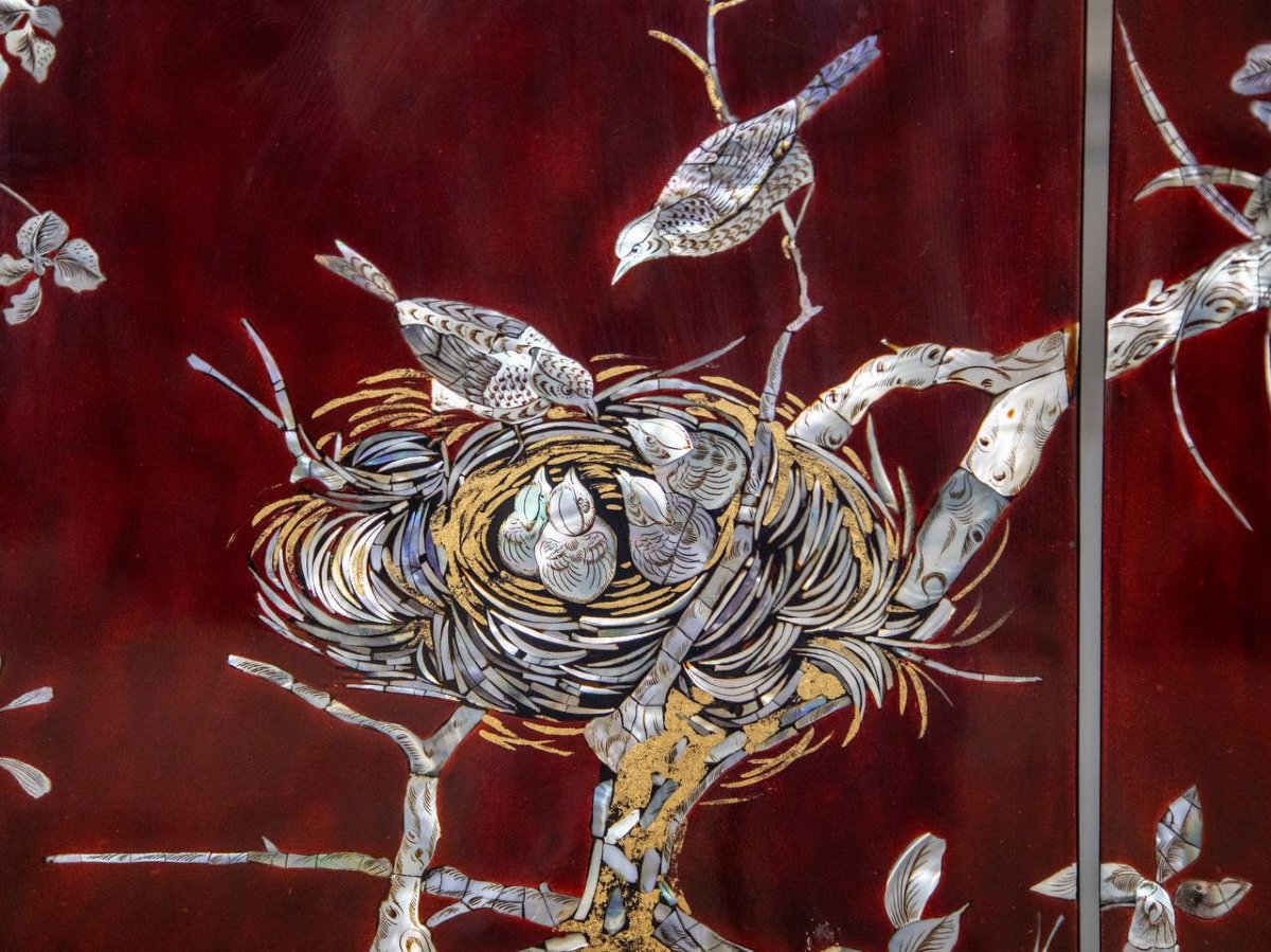 Double-sided Screen, Coromandel With Fishing Village Decoration With Mother-of-pearl Inlays-photo-7