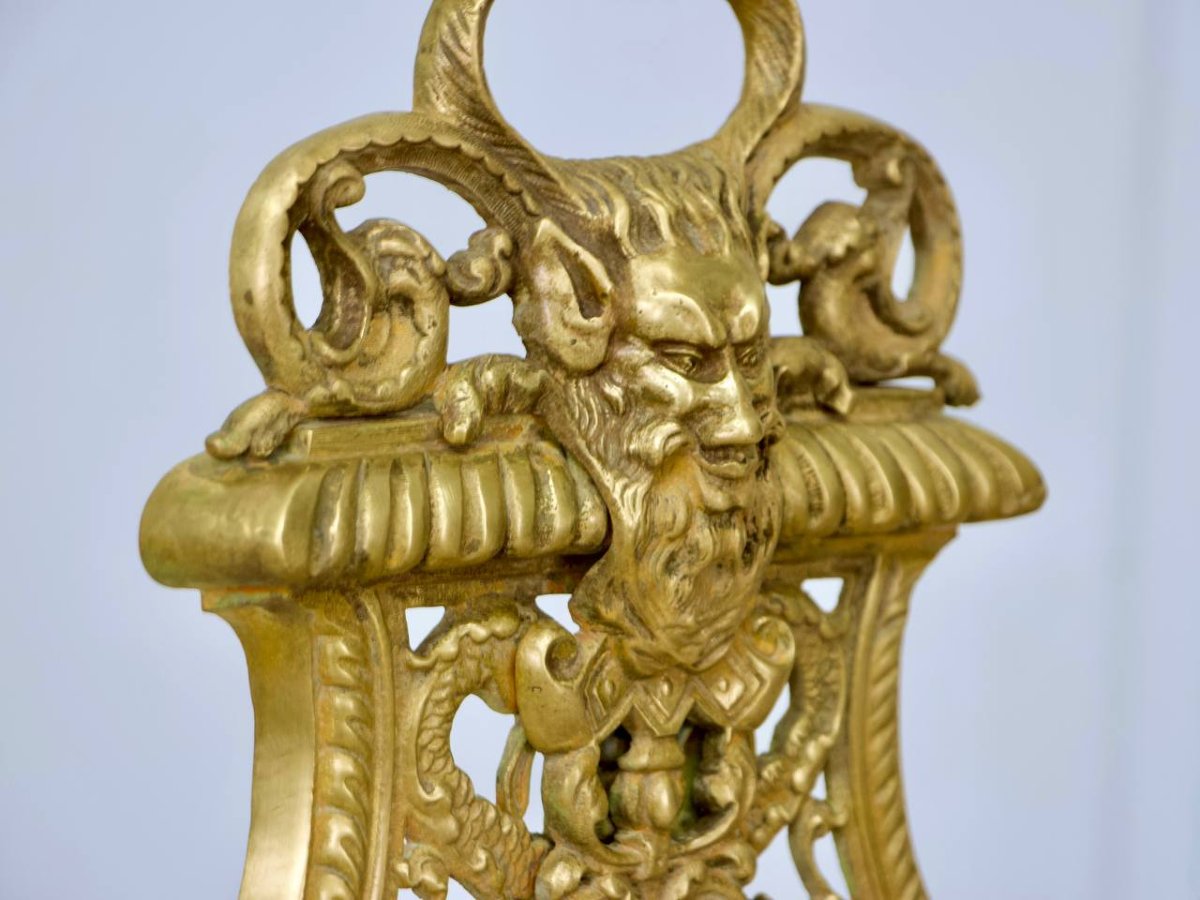 Pare-feu, écran de cheminée ou pare étincelle en bronze style Renaissance-photo-2