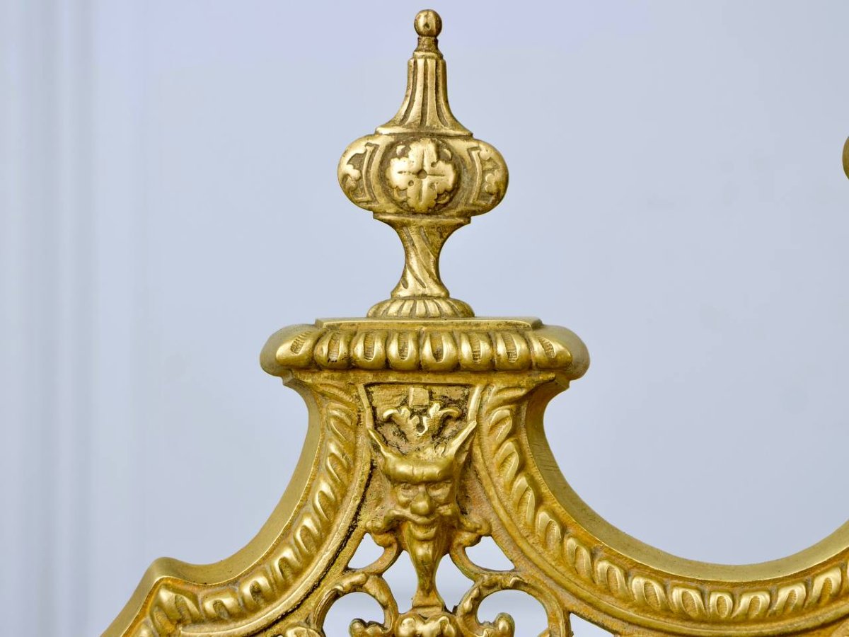 Pare-feu, écran de cheminée ou pare étincelle en bronze style Renaissance-photo-4
