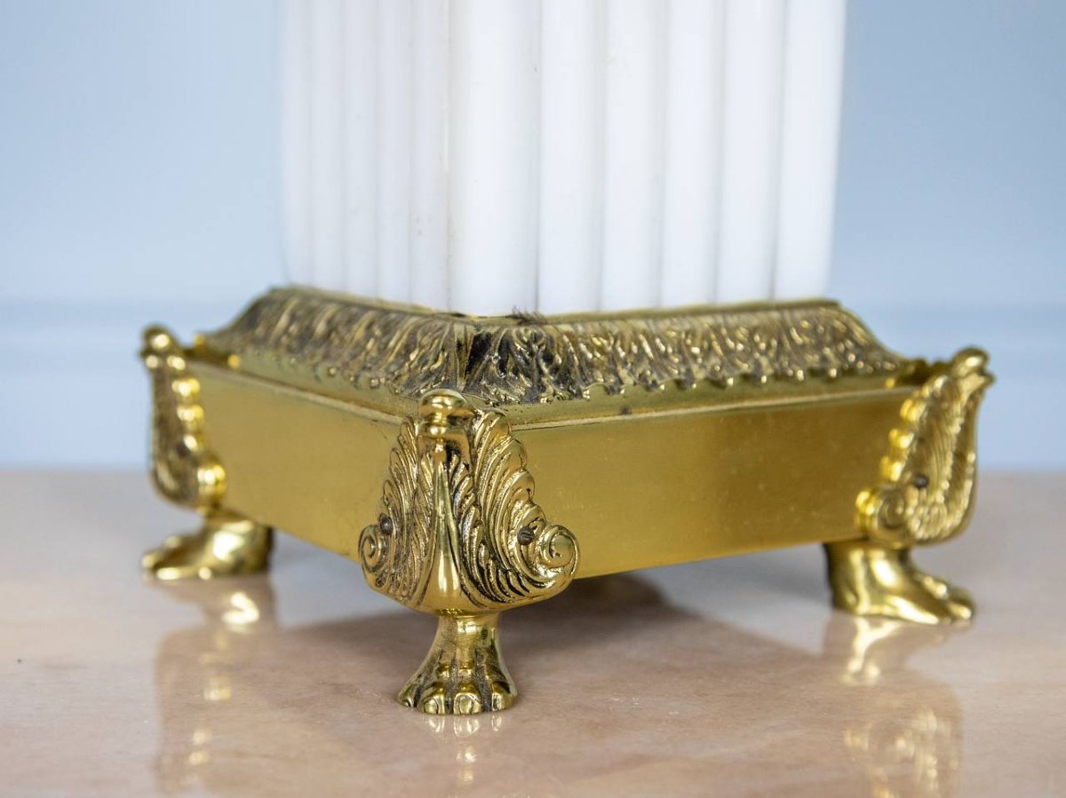 Opaline And Bronze Lamp, Louis XVI Style-photo-1
