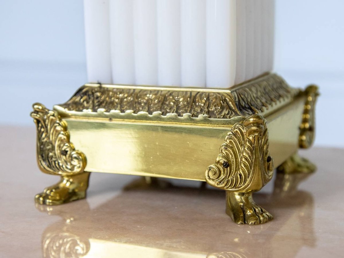 Opaline And Bronze Lamp, Louis XVI Style-photo-3