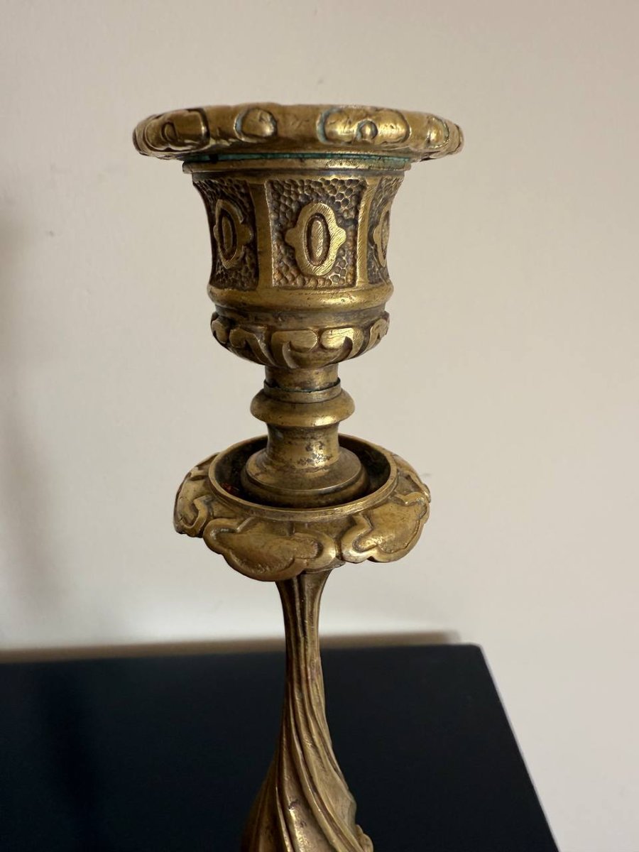 BOUGEOIRS en BRONZE PIEDS GARGOUILLES ou CHIENS de FÔ (lions gardiens impériaux chinois)-photo-1