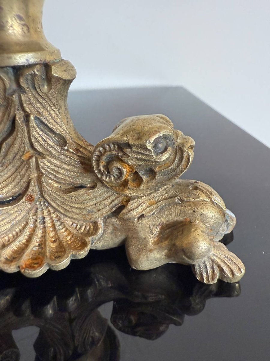 BOUGEOIRS en BRONZE PIEDS GARGOUILLES ou CHIENS de FÔ (lions gardiens impériaux chinois)-photo-3