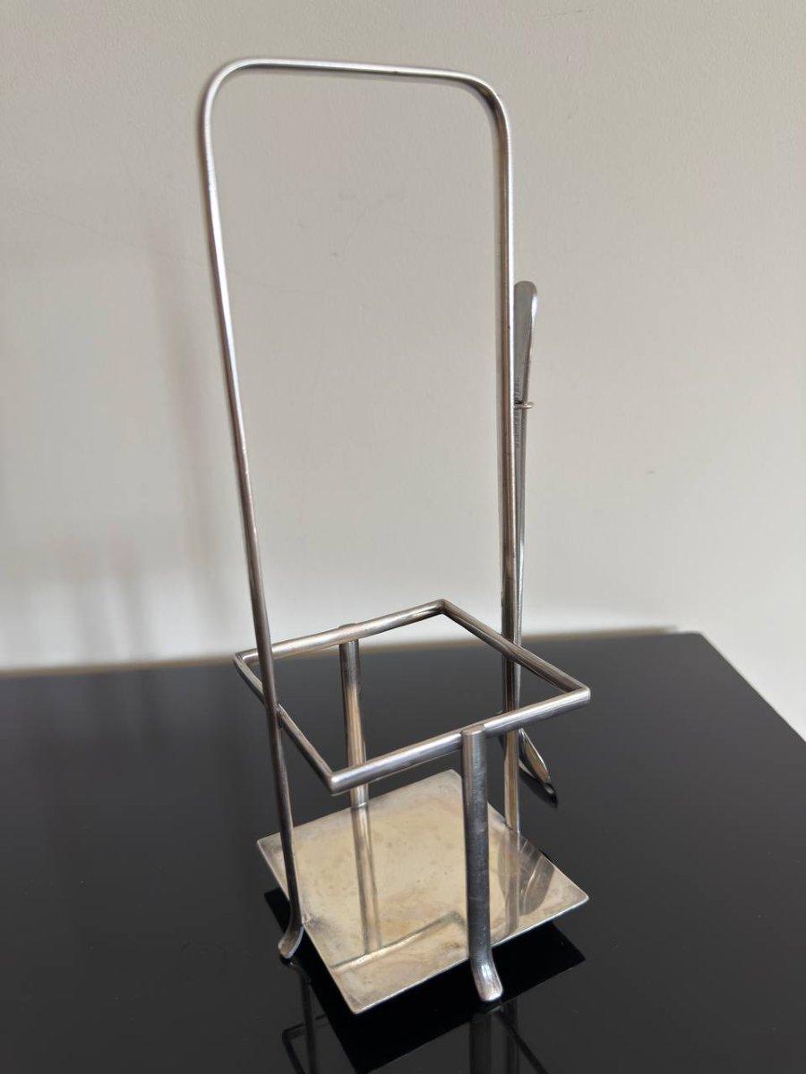Art Deco Servant, Baccarat Crystal Jar, Chrome-plated Metal-photo-7