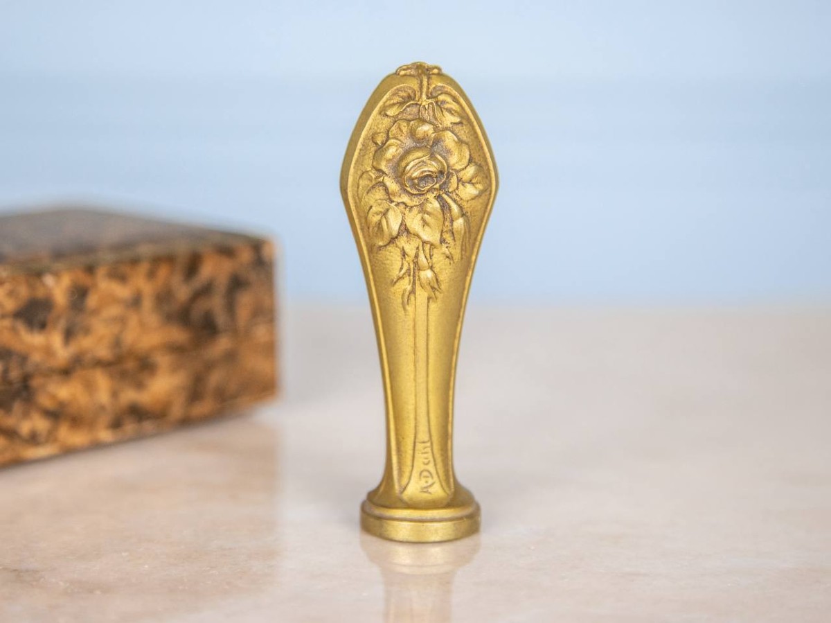 Gilt Bronze Collector's Seal, Merlot Verdun – France, Circa 1890–1900