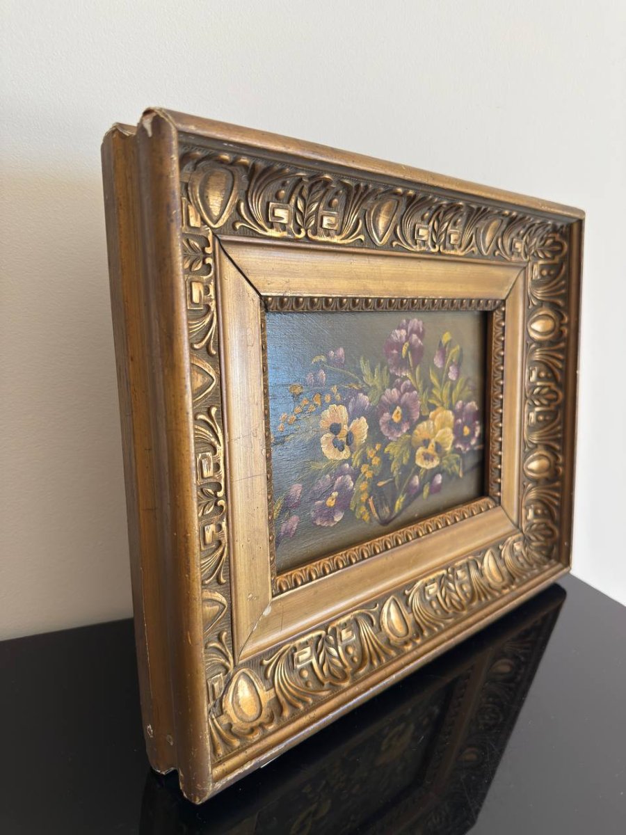 Oil On Panel Painting Still Life "thoughts", Signed-photo-5