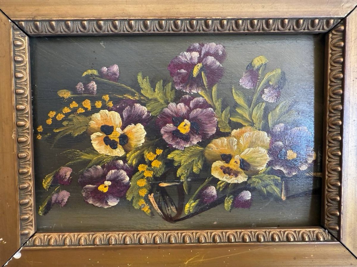 Oil On Panel Painting Still Life "thoughts", Signed-photo-7