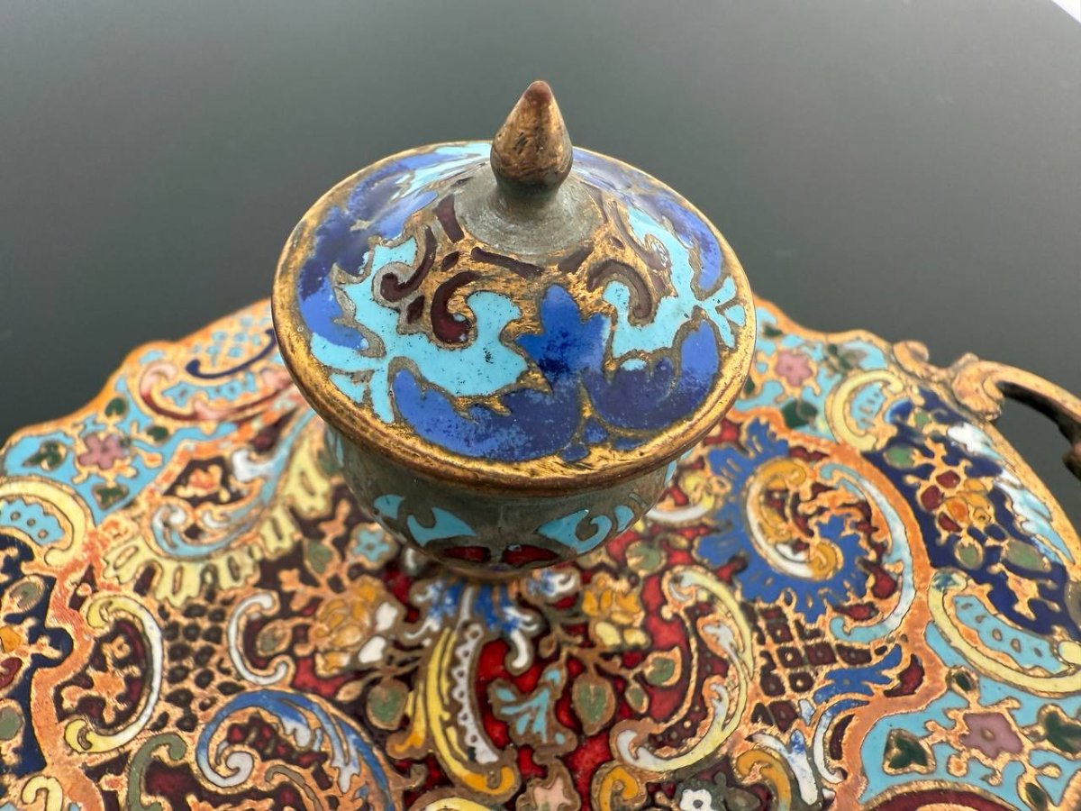 Cloisonné Bronze Inkwell And Letter Opener-photo-2
