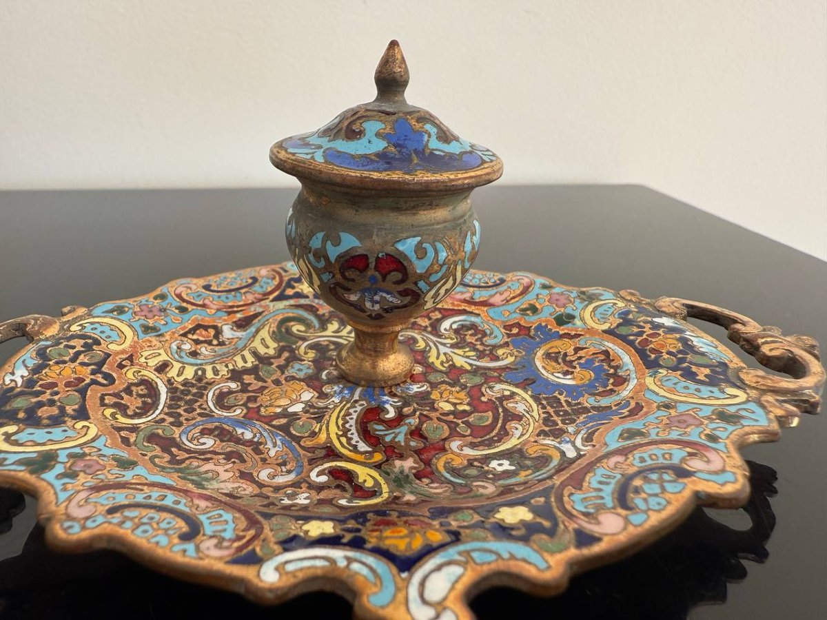 Cloisonné Bronze Inkwell And Letter Opener-photo-8