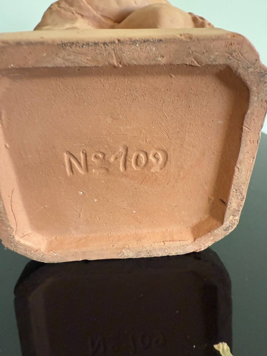 Terracotta Needle Holder By The Artist Victor Szoceblevski (1888-1965) "don't Cry"-photo-8