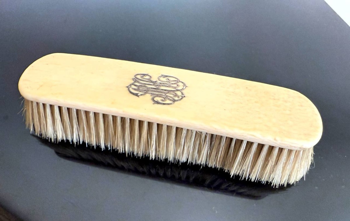 Ivory Brush With A Silver Monogram