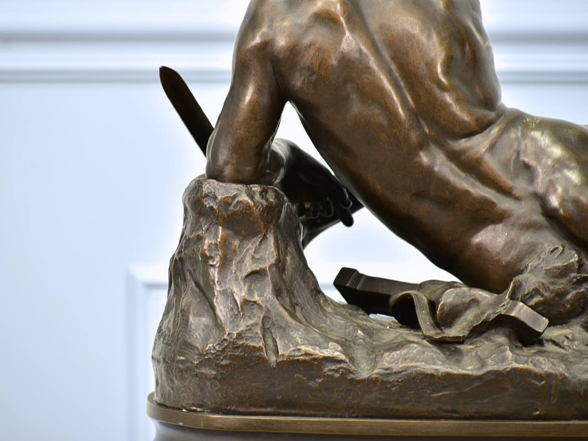 Léon BONDUEL (1857-1928) «L’Alerte» Sculpture en bronze ciselé et patiné-photo-7