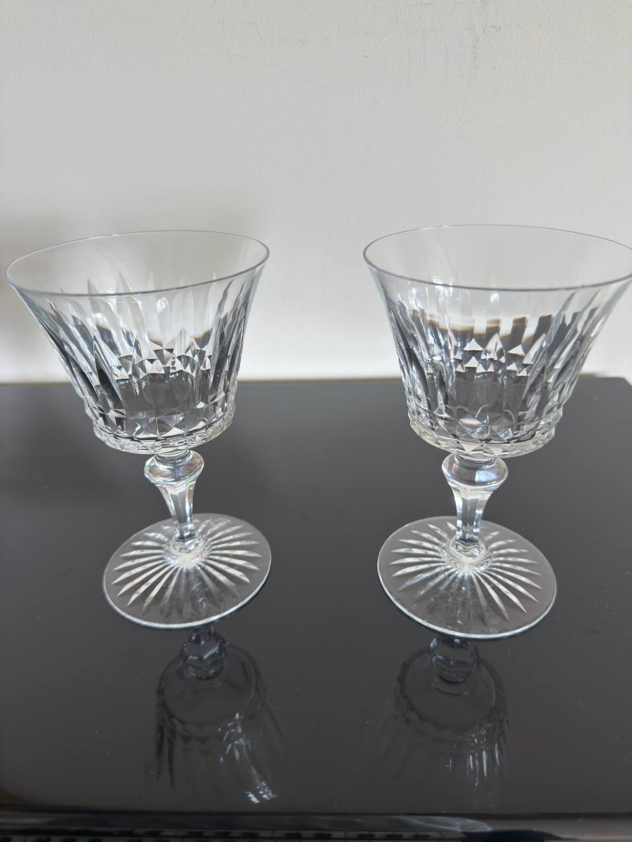 2 Baccarat Crystal Water Glasses, Buckingham Model, 15.2cm, Signed-photo-3