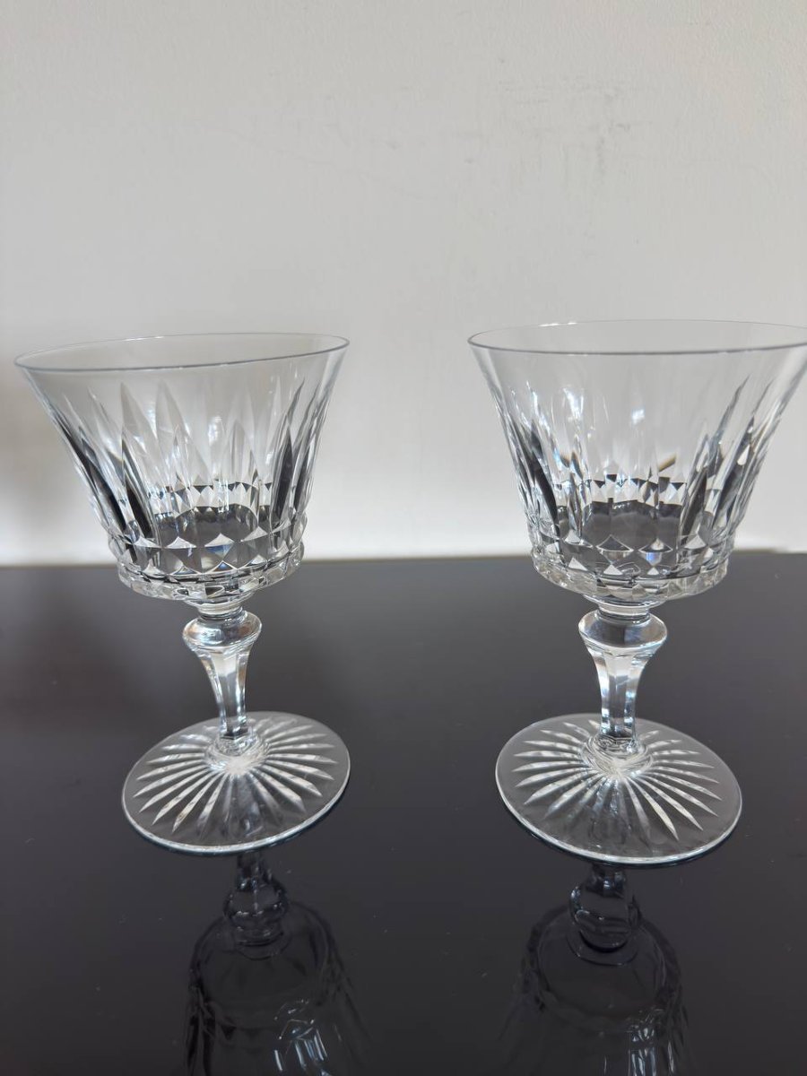 2 Baccarat Crystal Water Glasses, Buckingham Model, 15.2cm, Signed-photo-4