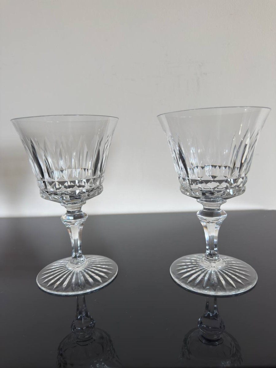 2 Baccarat Crystal Water Glasses, Buckingham Model, 15.2cm, Signed