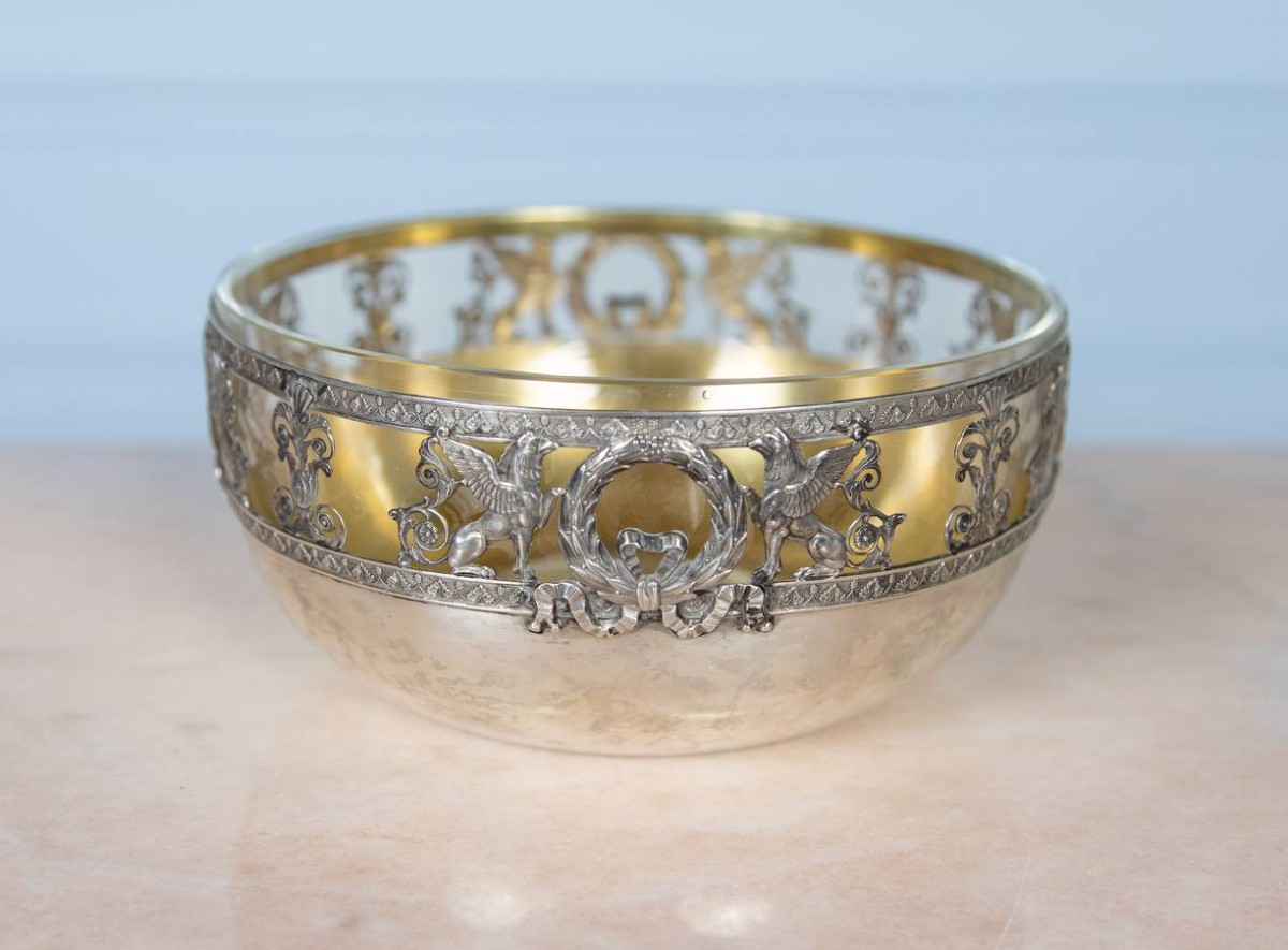 COUPE ou CENTRE DE TABLE, AJOURÉE , STYLE EMPIRE , GRIFFON