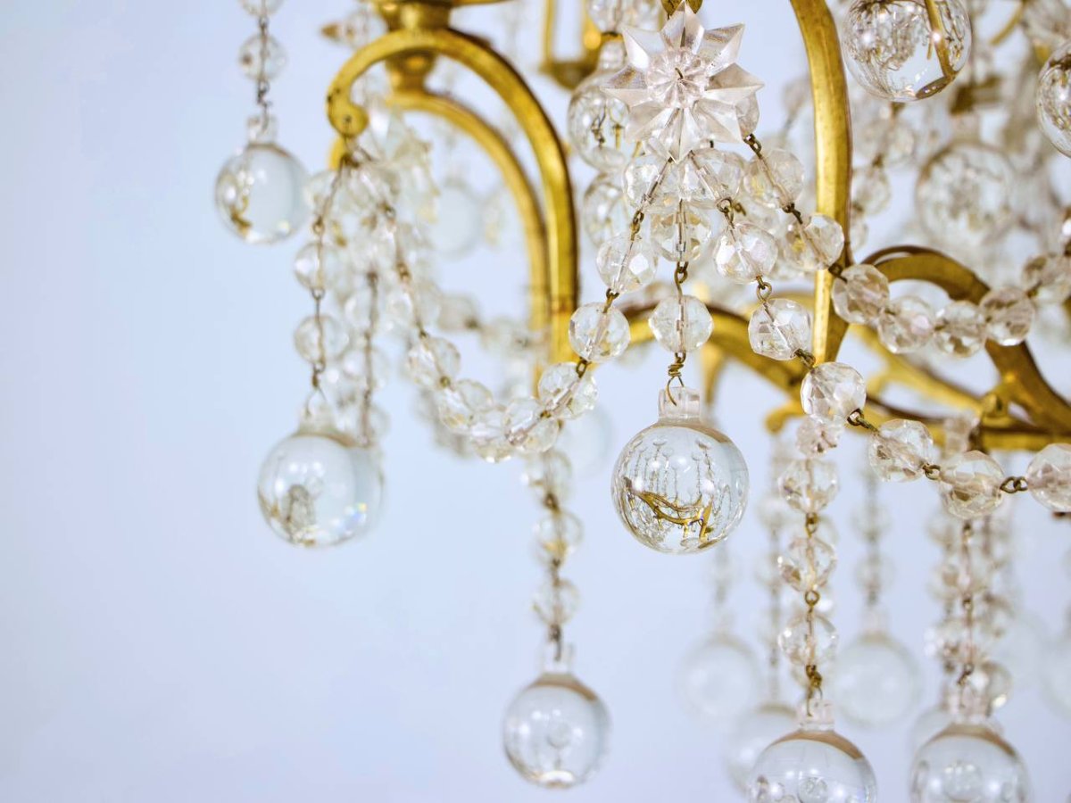 Antique Crystal And Bronze Chandelier-photo-3