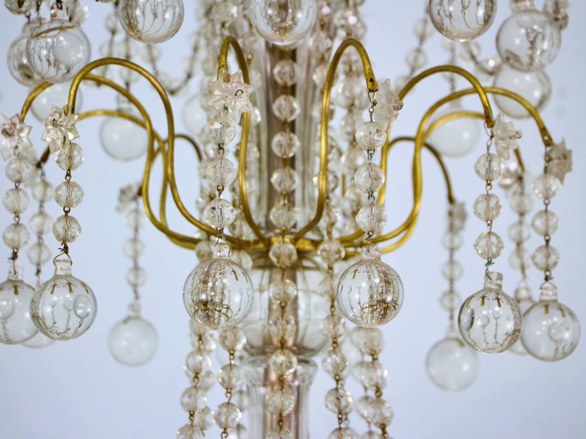 Antique Crystal And Bronze Chandelier-photo-5