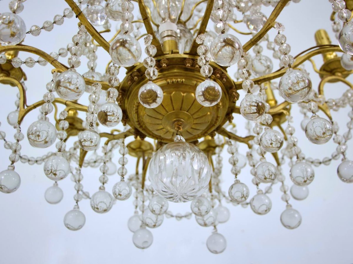 Antique Crystal And Bronze Chandelier-photo-7