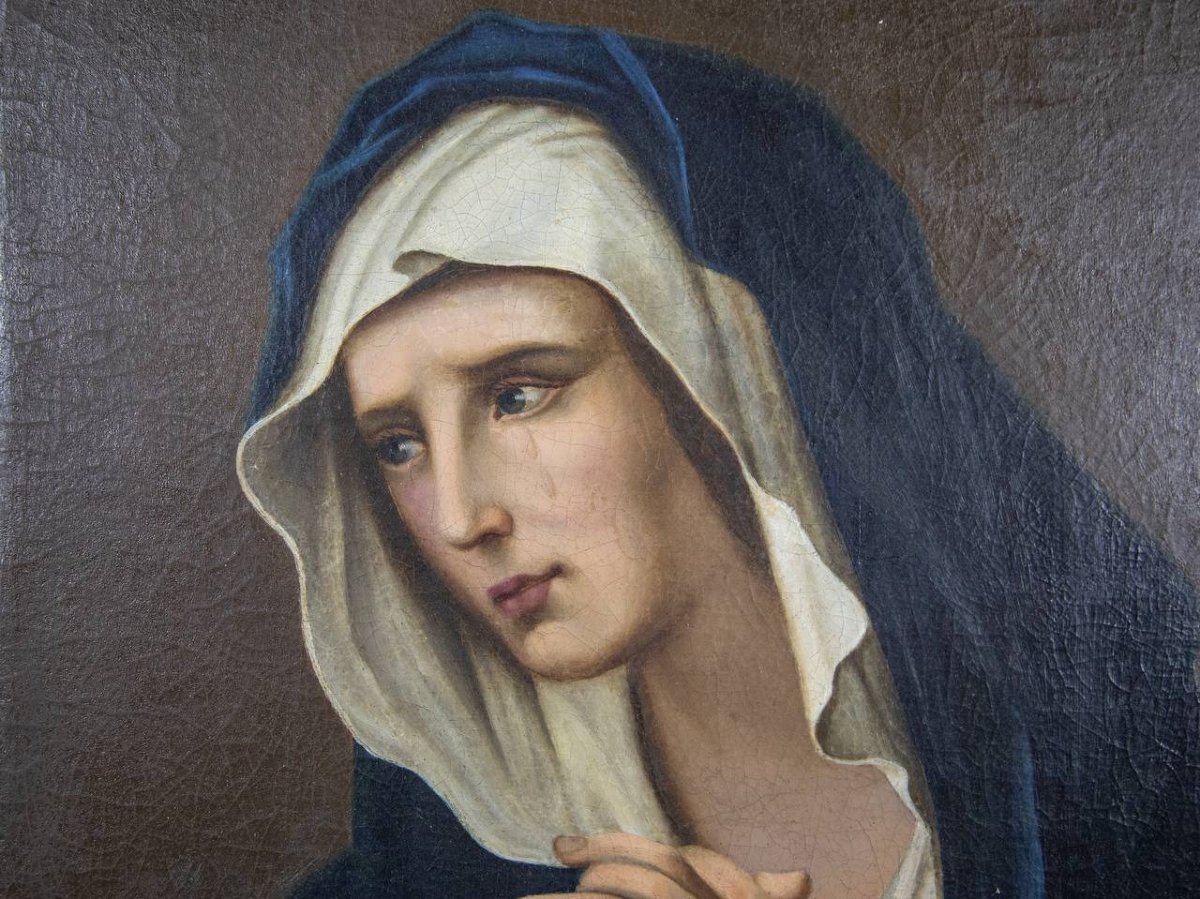 19th Century Italian Collection Madonna In Prayer.-photo-2