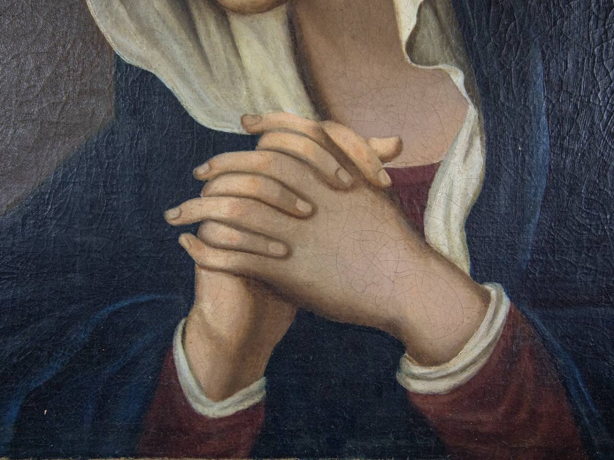 19th Century Italian Collection Madonna In Prayer.-photo-3