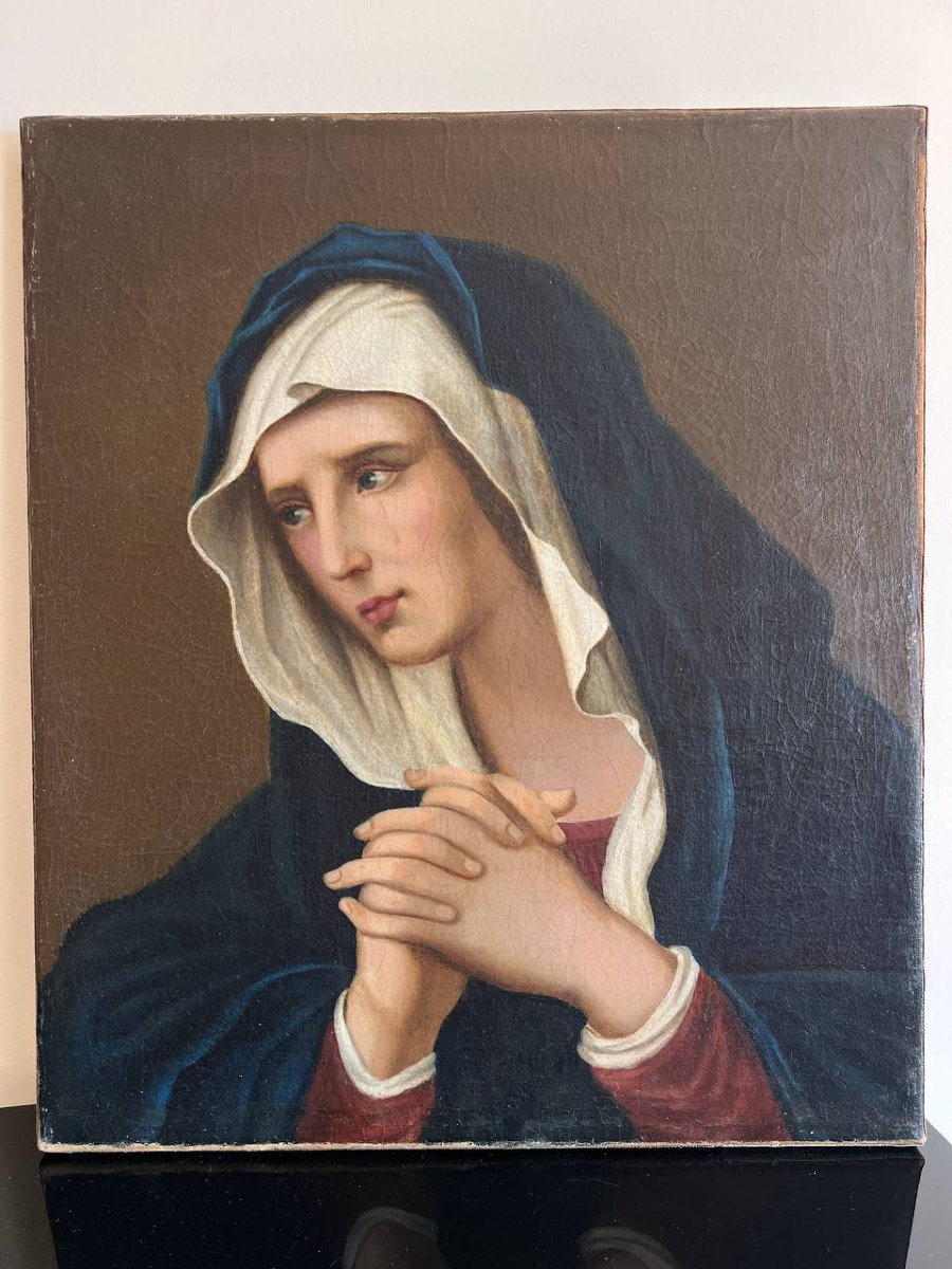 19th Century Italian Collection Madonna In Prayer.-photo-4