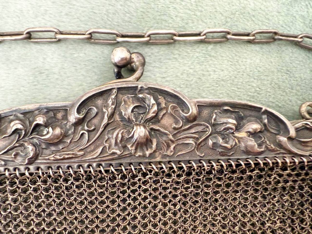 Sac à Main, Bourse , Aumoniere Porte-monnaie Du XIXe, Style Art Nouveau ,en Argent-photo-2