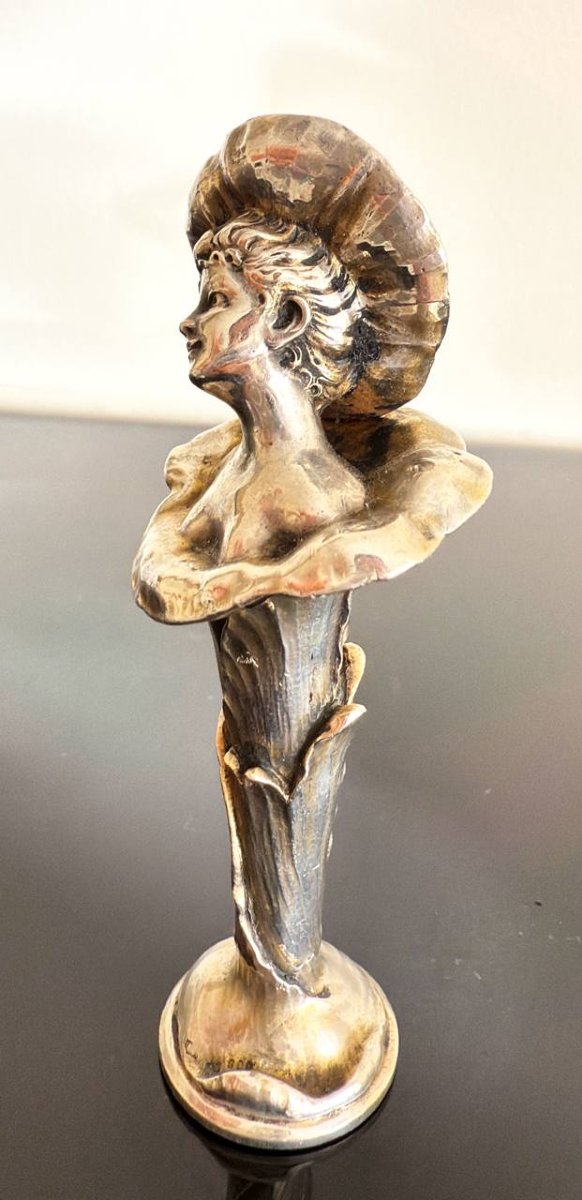 CACHET A CIRE , SCEAU , MONOGRAMMÉ EN Argent REPRÉSENTANT UN BUSTE DE FEMME , ART NOUVEAU.-photo-2