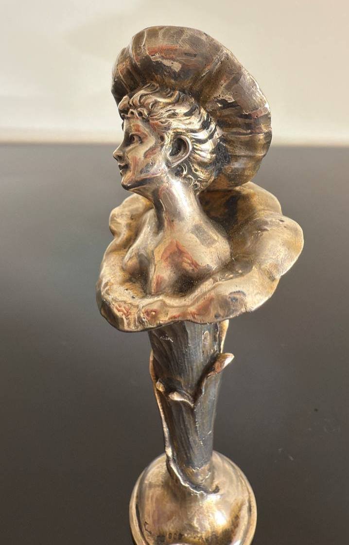 CACHET A CIRE , SCEAU , MONOGRAMMÉ EN Argent REPRÉSENTANT UN BUSTE DE FEMME , ART NOUVEAU.-photo-3
