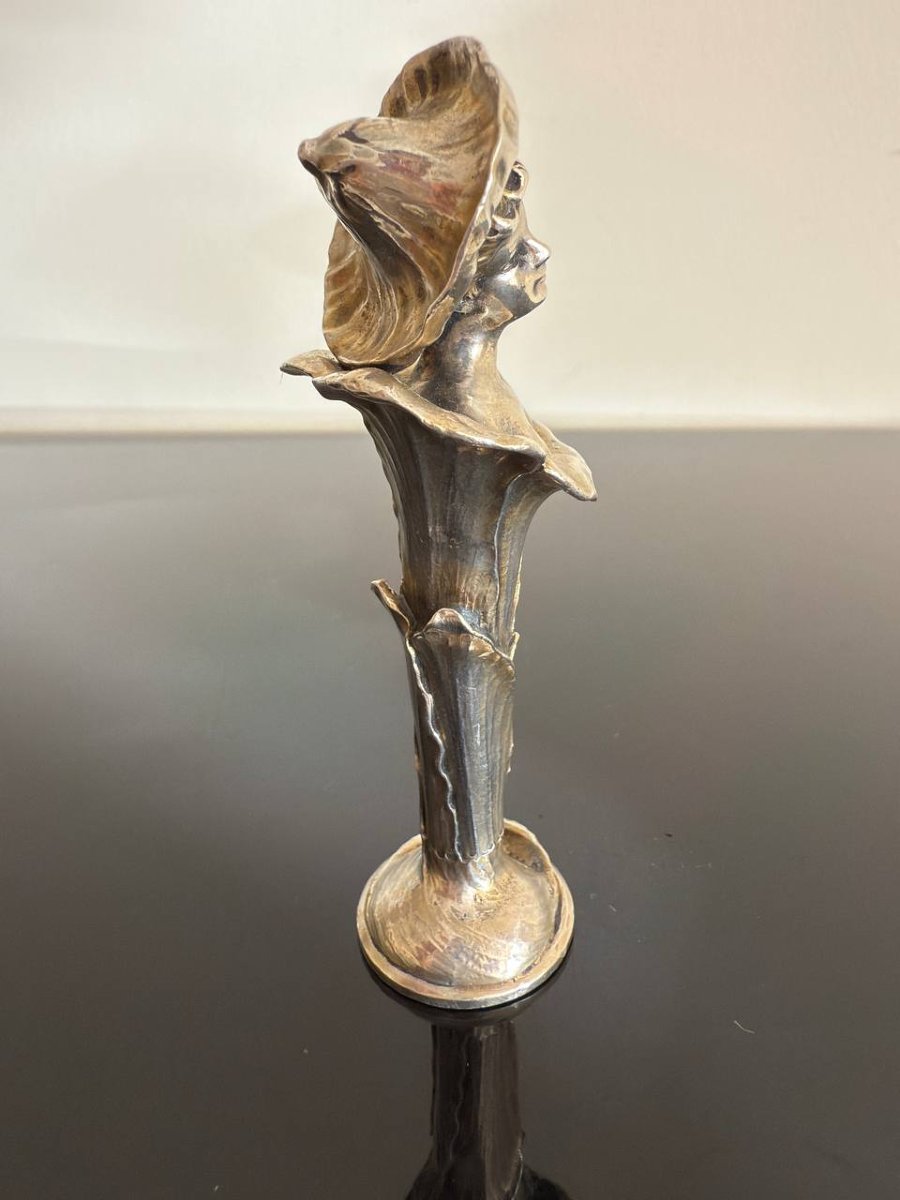 CACHET A CIRE , SCEAU , MONOGRAMMÉ EN Argent REPRÉSENTANT UN BUSTE DE FEMME , ART NOUVEAU.-photo-3