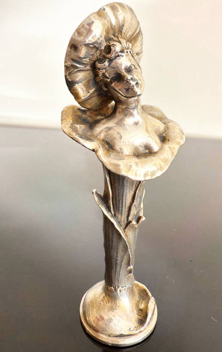 CACHET A CIRE , SCEAU , MONOGRAMMÉ EN Argent REPRÉSENTANT UN BUSTE DE FEMME , ART NOUVEAU.-photo-4