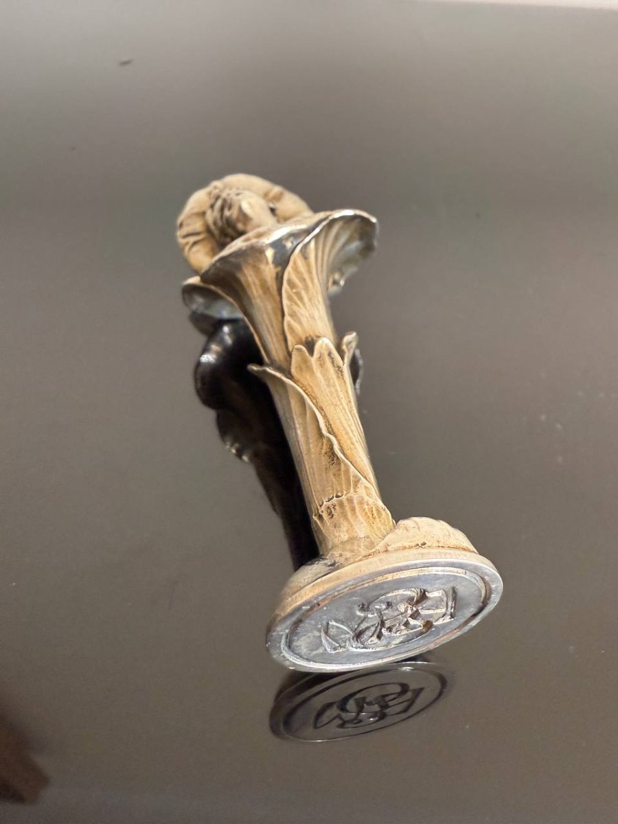 CACHET A CIRE , SCEAU , MONOGRAMMÉ EN Argent REPRÉSENTANT UN BUSTE DE FEMME , ART NOUVEAU.-photo-6