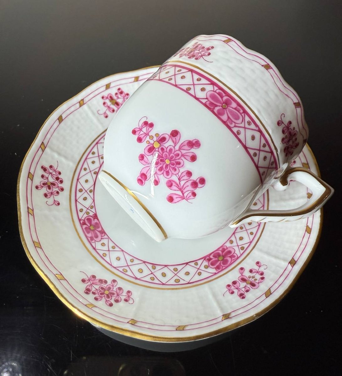 Tasse à café et soucoupe BOUQUET CHINOIS FRAMBOISE par Herend-photo-1