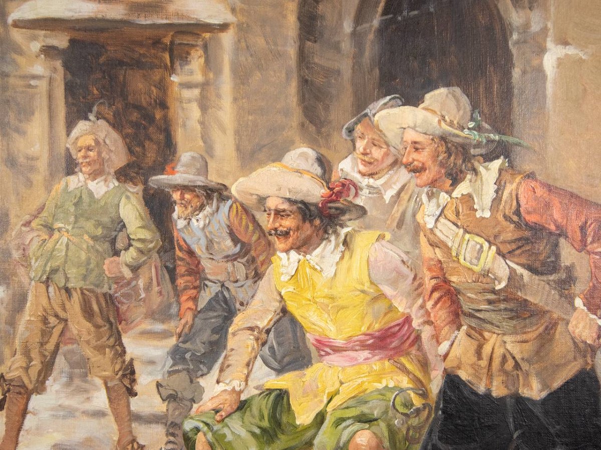 Georges Appert (1850-1934) The Musketeers Oil On Canvas-photo-2
