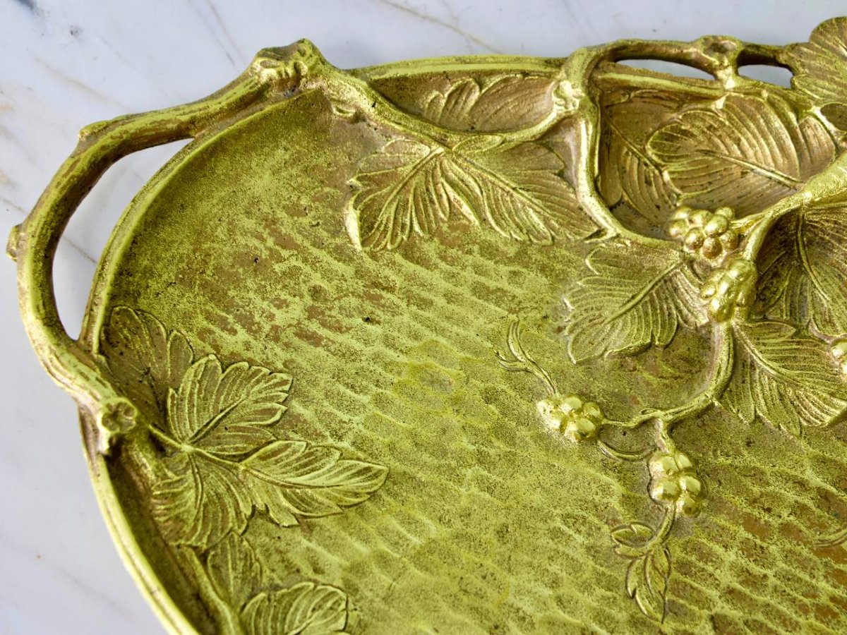 Art Nouveau Bronze Tray With Lizard Decor-photo-2