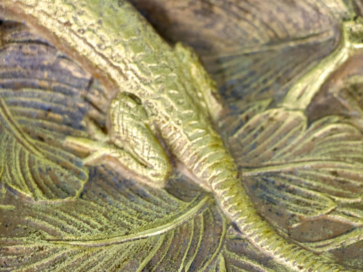 Art Nouveau Bronze Tray With Lizard Decor-photo-6