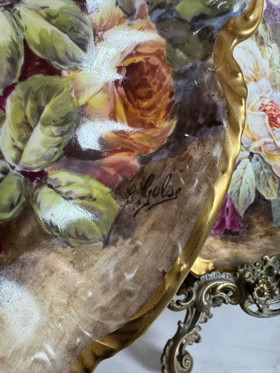 Les Roses, Paire De Plats Peints à La Main En Porcelaine De LIMOGES , FRANCE , ROBERT HAVILAND-photo-6