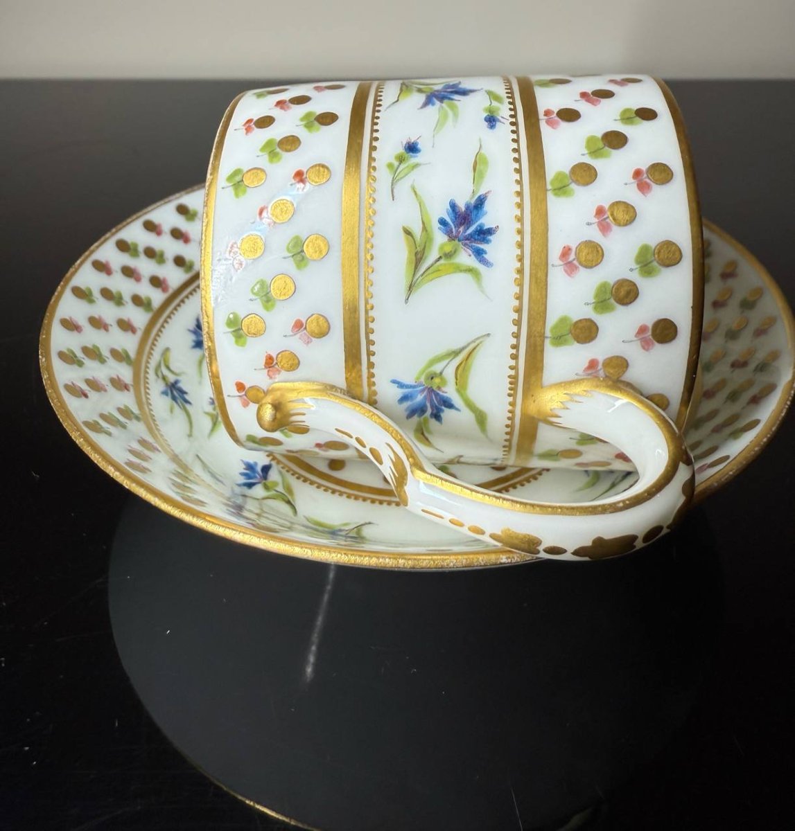 Litron Cup And Saucer, Sèvres Mark In Blue-photo-3