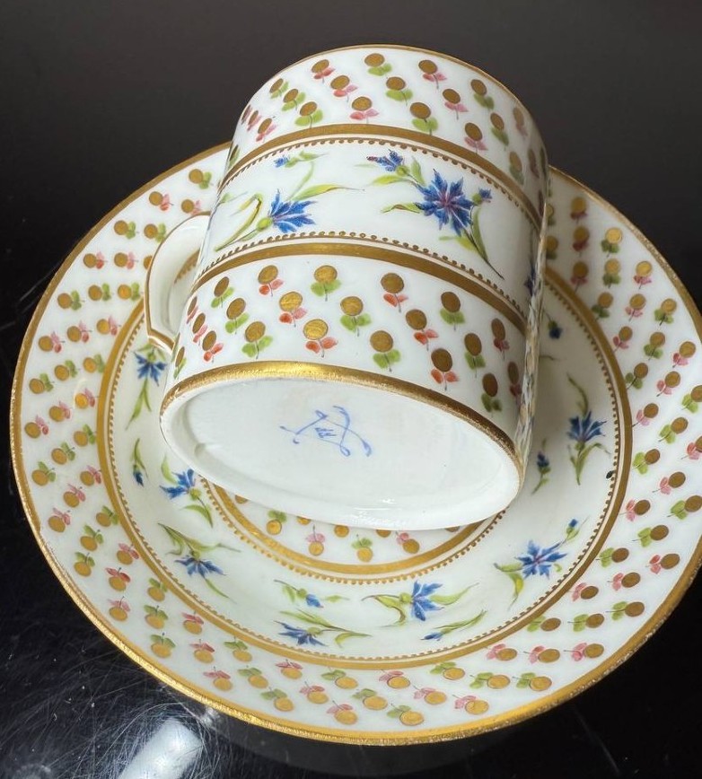 Litron Cup And Saucer, Sèvres Mark In Blue-photo-6