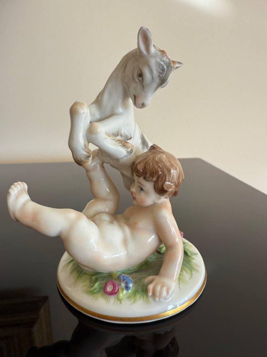 Augarten Autriche , Figurine Chèvre et Chérubin , Vienne-photo-2