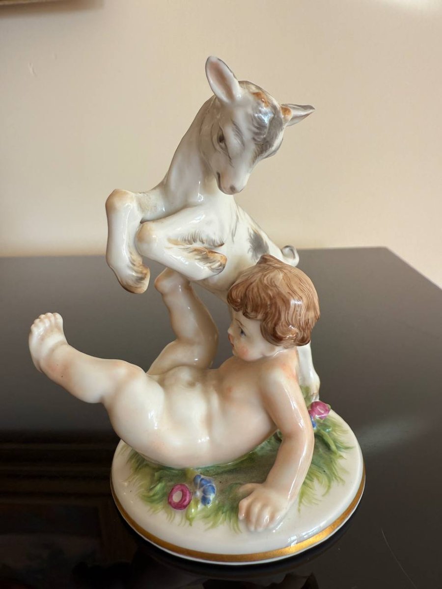 Augarten Autriche , Figurine Chèvre et Chérubin , Vienne-photo-3