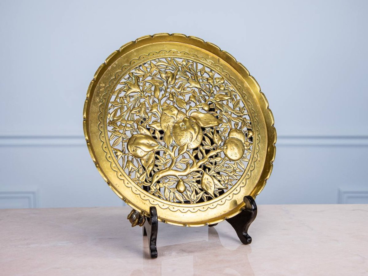 Plateau en bronze , sur pieds griffes , orné-photo-4