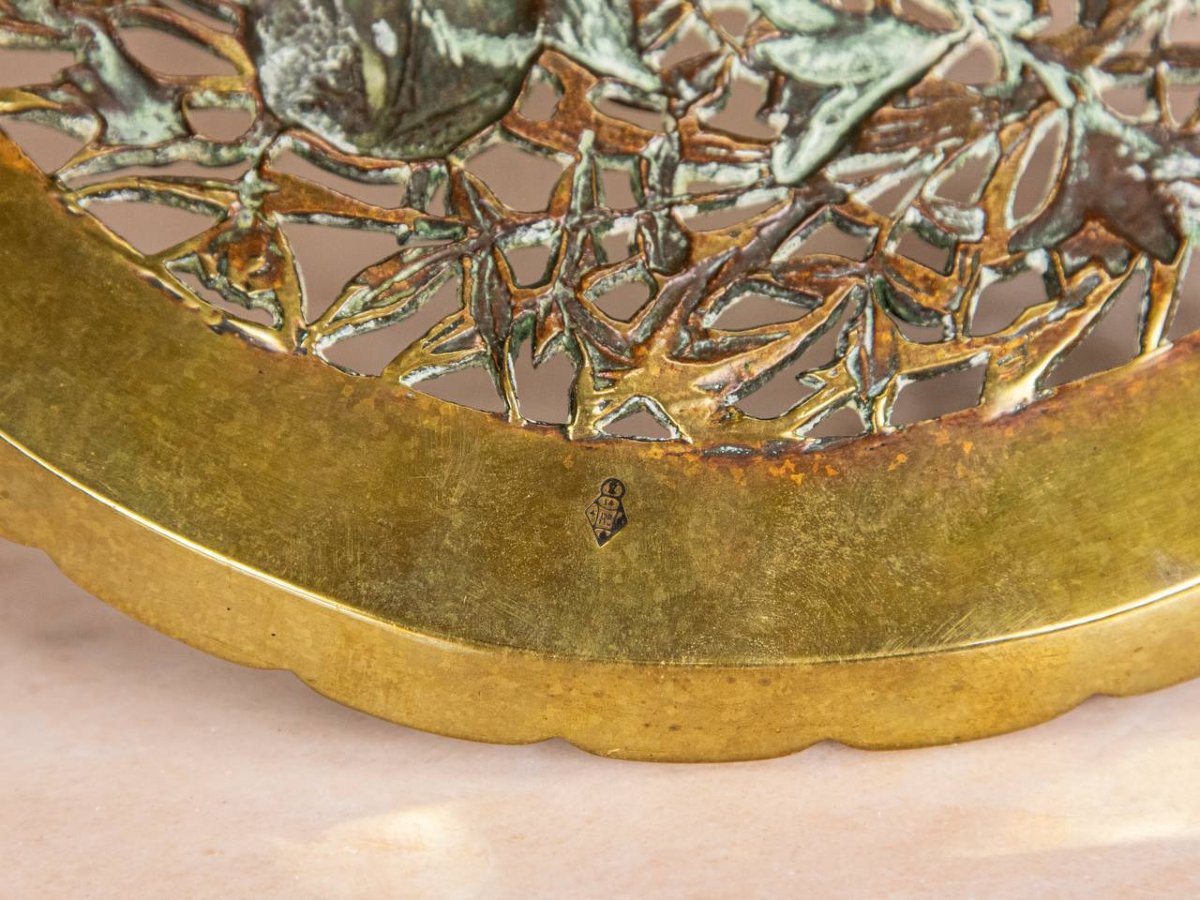 Plateau en bronze , sur pieds griffes , orné-photo-5