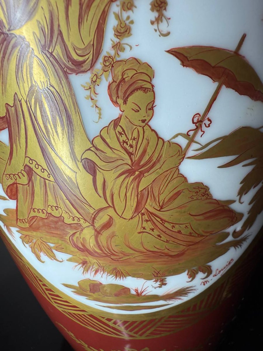 VASE OVOÏDE « JAPONISME » probablement DE LIMOGES (DEMARTIAL & TALLANDIER)-photo-5