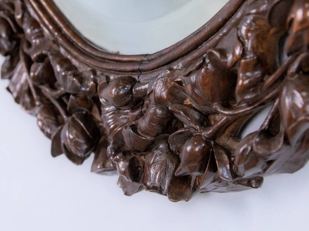 Miroir en bois ajouré sculpté, chinois ou japonais ou indochinois-photo-8