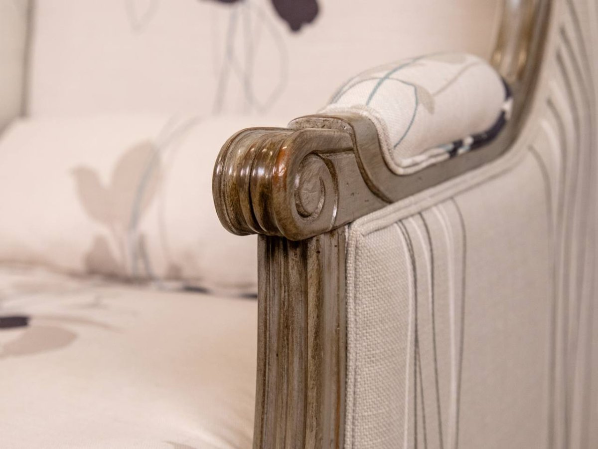 Carved Wooden Bergère Chair, In The Louis XVI Style-photo-3