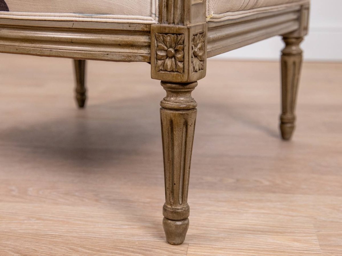 Carved Wooden Bergère Chair, In The Louis XVI Style-photo-1