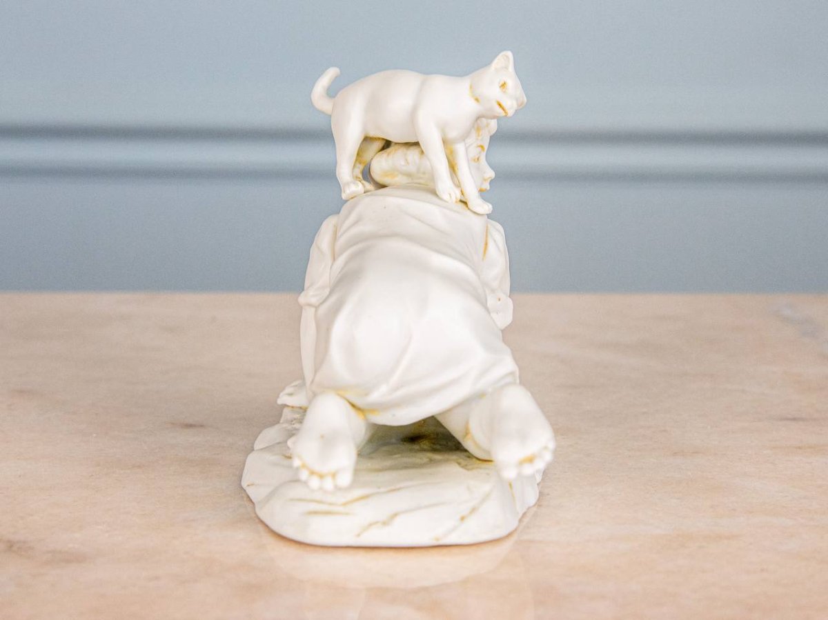 Little Girl Playing With Cat, Brand, Muller Volkstedt -photo-4